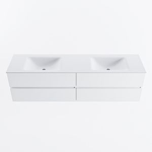 MONDIAZ VICA 180cm badmeubel onderkast Talc 4 lades. Wastafel CLOUD dubbel 2 kraangaten, kleur Talc.