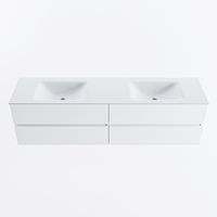 MONDIAZ VICA 180cm badmeubel onderkast Talc 4 lades. Wastafel CLOUD dubbel 2 kraangaten, kleur Talc.