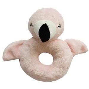 Nature Planet Dieren baby rammelaar - flamingo - pluche - 10 x 15 cm - speelgoed