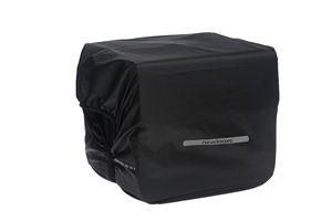 New looxs regenhoes dubbel - zwarte waterdichte polyester fietstas - reflectie - 40x97 cm