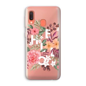 Hello in flowers: Samsung Galaxy A20e Transparant Hoesje
