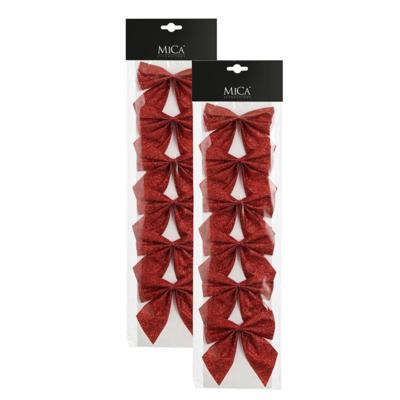 Kerst ornamenten strikken - 12x st - rood - 10 x 12 cm - kerstboomstrikjes - kerstversiering