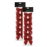 Kerst ornamenten strikken - 12x st - rood - 10 x 12 cm - kerstboomstrikjes - kerstversiering