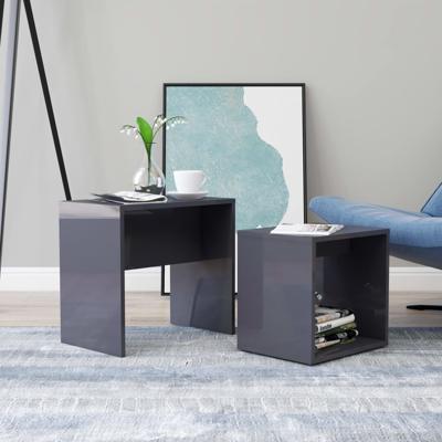 Salontafelset 48x30x45 cm spaanplaat hoogglans grijs