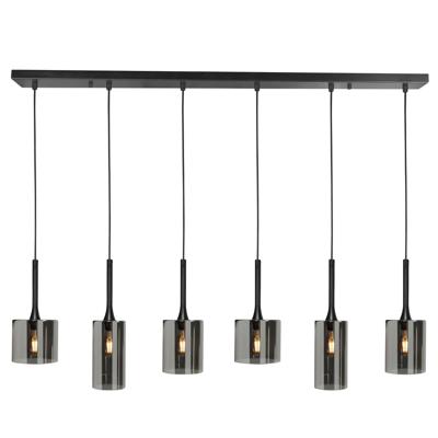 Highlight HanglampDiverso zwart 6-lichts met smoke glas - H5413.01