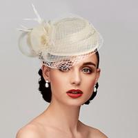 fascinators Veren Netto Schotel Hoed Bruiloft Paardenrace Damesdag Melbourne Cup Met Veer Pet Helm Hoofddeksels Lightinthebox - thumbnail