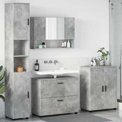 Badkamermeubelset met lade 4 pcs Betongrijs 30 x 35 x 192 cm