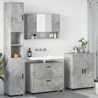 Badkamermeubelset met lade 4 pcs Betongrijs 30 x 35 x 192 cm