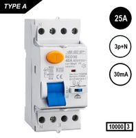 Aardlekschakelaar 3polig+N 25A 30mA Type A 10 kA SEP RCD36 slechts 2 modulen breed