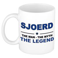 Sjoerd cadeau mok - man myth legend - naam koffiemok / beker - wit en blauw - 300 ml