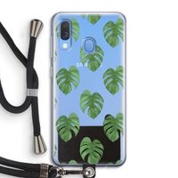 Monstera leaves: Samsung Galaxy A40 Transparant Hoesje met koord Monstera leaves: Samsung Galaxy A40 Transparant Hoesje met koord