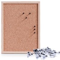 Prikbord incl. 25x punaises - 30 x 40 cm - zilver - kurk