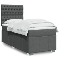Boxspring met matras stof donkergrijs 90x190 cm