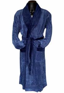 Van Dyck unisex badjas velours donkerblauw-s