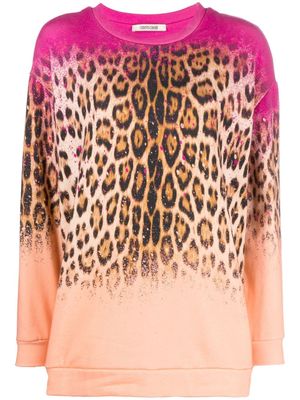 Roberto Cavalli sweat à imprimé léopard - Orange