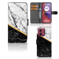 Motorola Moto G84 | Bookcase | Marmer Wit Zwart - Origineel Cadeau Man