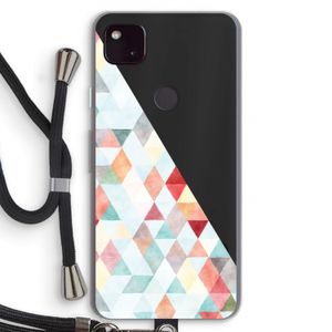 Gekleurde driehoekjes pastel: Pixel 4a 5G Transparant Hoesje met koord