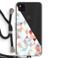 Gekleurde driehoekjes pastel: Pixel 4a 5G Transparant Hoesje met koord