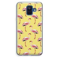 Flamingo's geel: Samsung Galaxy A6 (2018) Transparant Hoesje