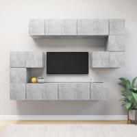 10-delige Tv-meubelset bewerkt hout betongrijs