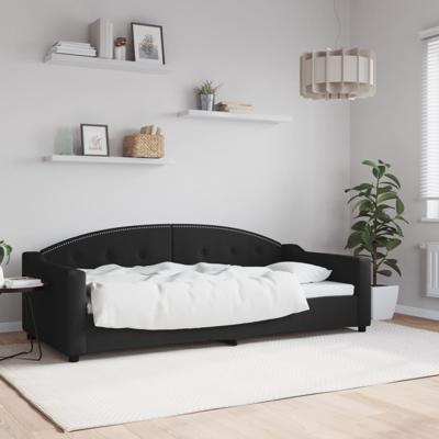 Slaapbank 90x200 cm stof zwart