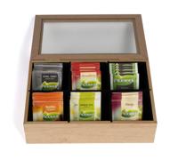 Cookinglife Theedoos - Theekist - Bruin - 6-vaks - Met Fluwelen Binnenkant - 24 x 16 cm