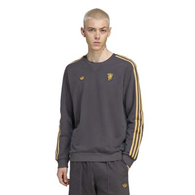 adidas Manchester United Terrace Icons Crew Sweater Donkergrijs Goud