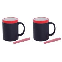 Krijtbord koffie mok - 10x stuks - rood - beschrijfbare beker - Koffiemok met eigen naam