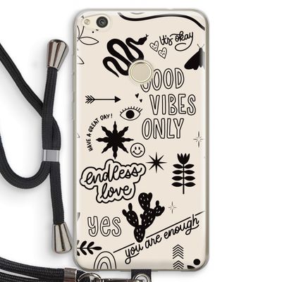 Good vibes: Huawei Ascend P8 Lite (2017) Transparant Hoesje met koord