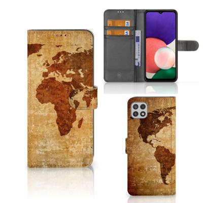 Samsung Galaxy A22 5G | Flip Cover | Wereldkaart