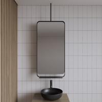 Badkamerspiegel Gliss Design Astra | 50x100 cm | Met planchet | Rechthoekig | Mat zwart