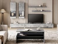 Tv-meubel set BABEL 5 deuren beton met led met salontafel