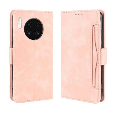 Portemonnee stijl huid voelen kalf patroon lederen draagtas voor Huawei mate 30 met aparte kaartsleuf (roze)