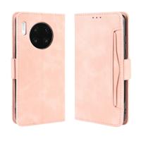 Portemonnee stijl huid voelen kalf patroon lederen draagtas voor Huawei mate 30 met aparte kaartsleuf (roze)