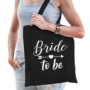 1x Bride to be vrijgezellenfeest tasje zwart dames - Feest Boodschappentassen