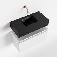 Toiletmeubel Mondiaz Andor | 60 cm | Meubelkleur Talc | Lex vrijhangend wastafel Urban Midden | Zonder kraangat