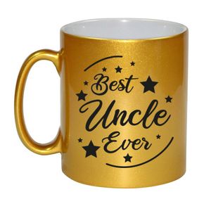 Best Uncle Ever cadeau mok / beker goudglanzend 330 ml   -