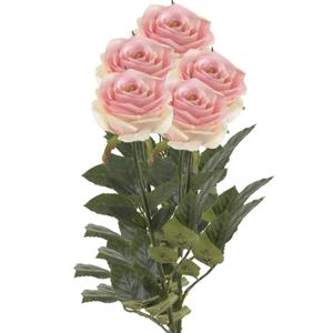 Kunstbloem roos Simone - 5x - roze - 73 cm - decoratie bloemen