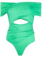 Fleur Du Mal body drapé à épaules dénudées - Vert