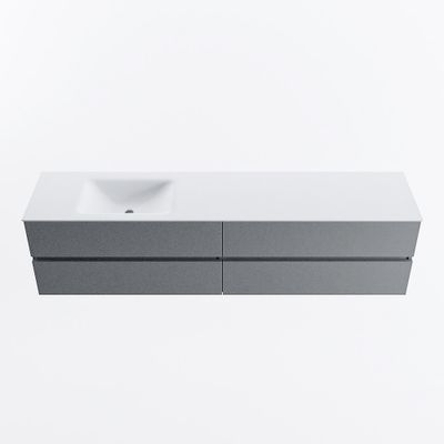 MONDIAZ VICA 200cm badmeubel onderkast Plata 4 lades. Wastafel CLOUD links zonder kraangat, kleur Talc.