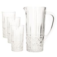 Glazen schenkkan/karaf 1liter 25 x 16 cm met 6 drinkglazen van 250 ML - thumbnail