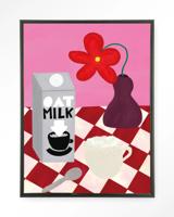 Urban Cotton Wandkleed 'Oatmilk Morning' 110 x 145cm in Floating Frame - black