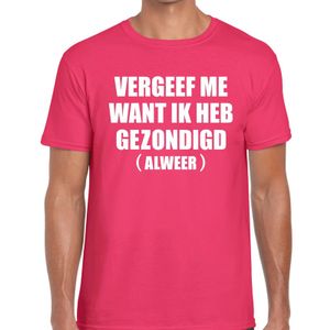 Vergeef me t-shirt roze heren