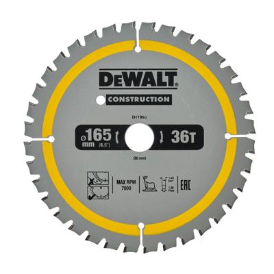 DeWALT Cirkelzaagblad voor Hout | Construction | Ø 165mm Asgat 20mm 36T - DT1950-QZ
