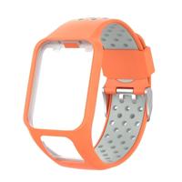 Voor TomTom Spark runner 2/3 riem universeel model twee kleuren siliconen vervangende armband (oranje grijs)