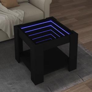 Salontafel met LED 53x53x45 cm bewerkt hout zwart