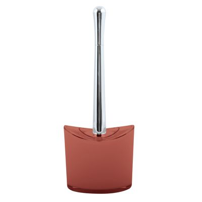 Toiletborstel in houder/wc-borstel Aveiro - PS kunststof/rvs - terracotta/zilver - 37 x 14 cm