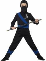 Ninja assasin pakje kind zwart/blauw