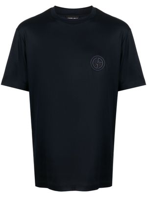 Giorgio Armani t-shirt en coton à logo brodé - Bleu