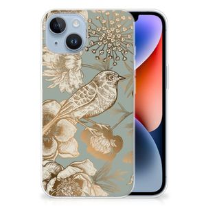 TPU Case voor Apple iPhone 14 Vintage Bird Flowers